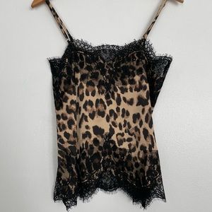 Cheetah print satin lace top